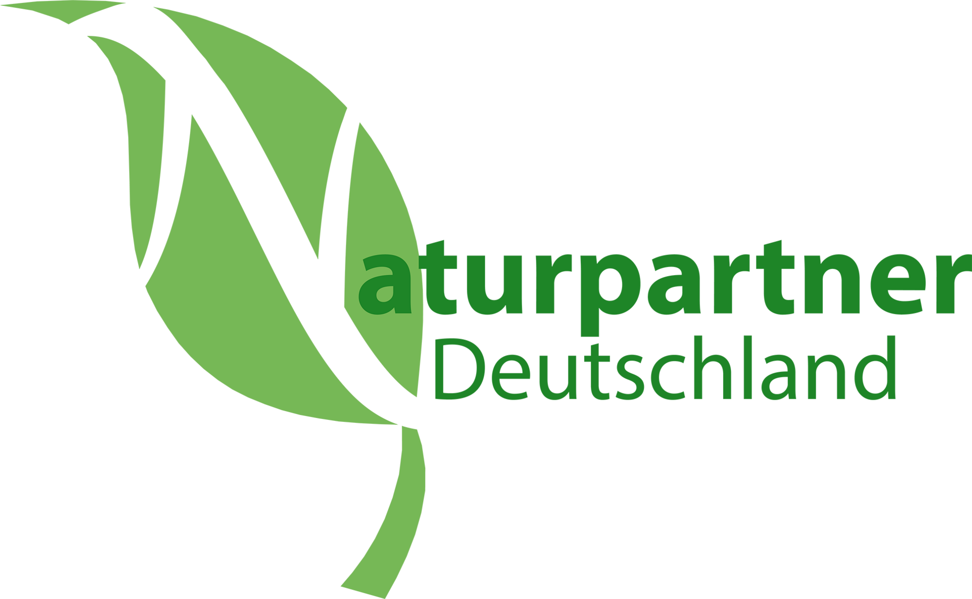 Das Logo von Natur-Partner Deutschland. Es ist grün und weiß.