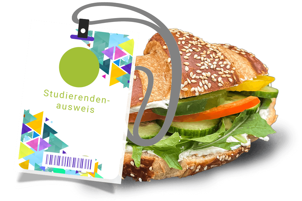Sandwich mit Schüler-Ausweis für Schüler- und Studenten-Rabatt bei Bäckerei Meyer